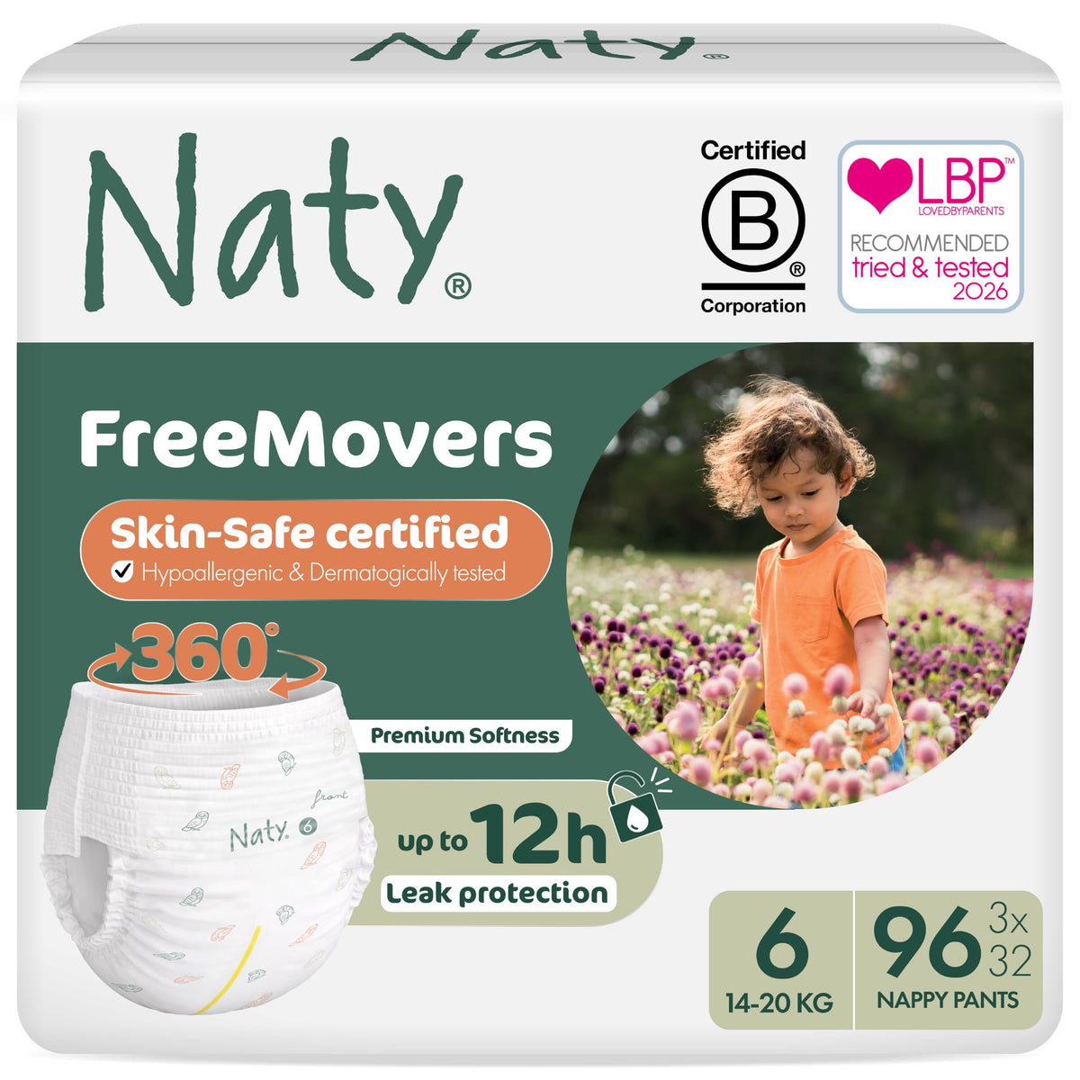 Naty FreeMovers Nappy Pants, Size 6 (16+kg), 18 Count