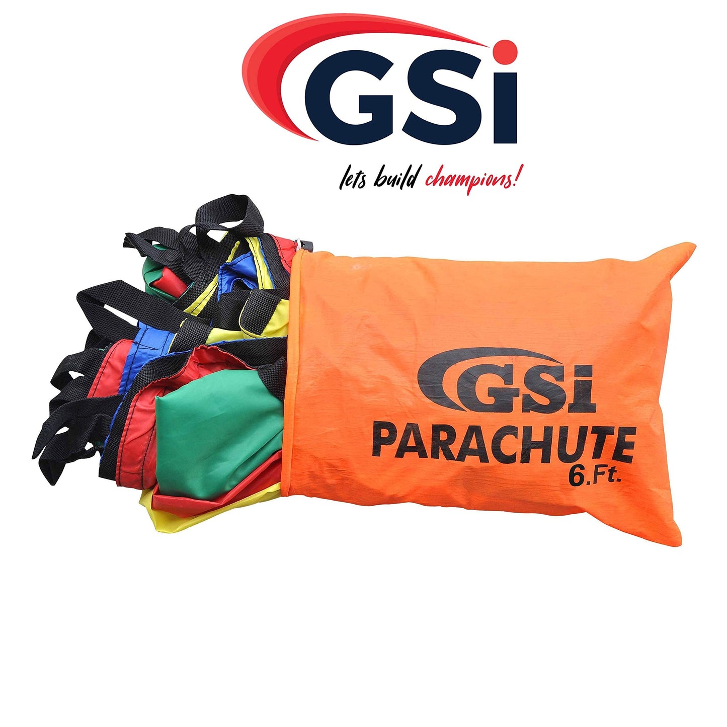 GSi Kids Play Parachute Rainbow Parachute Toy Tent Game for Kids Gymnastics Cooperative Play and Outdoor Playground Activities (6 Feet)