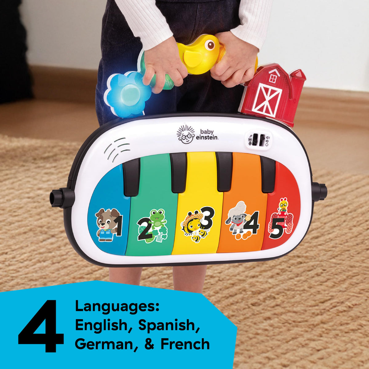 Baby Einstein 4-in-1 Kickin Tunes Play Gym, Tummy Time Baby Play Mat with Kick Piano, Music & Language Discovery, Sensory Toys, Lights & Sounds, for Newborns & Up
