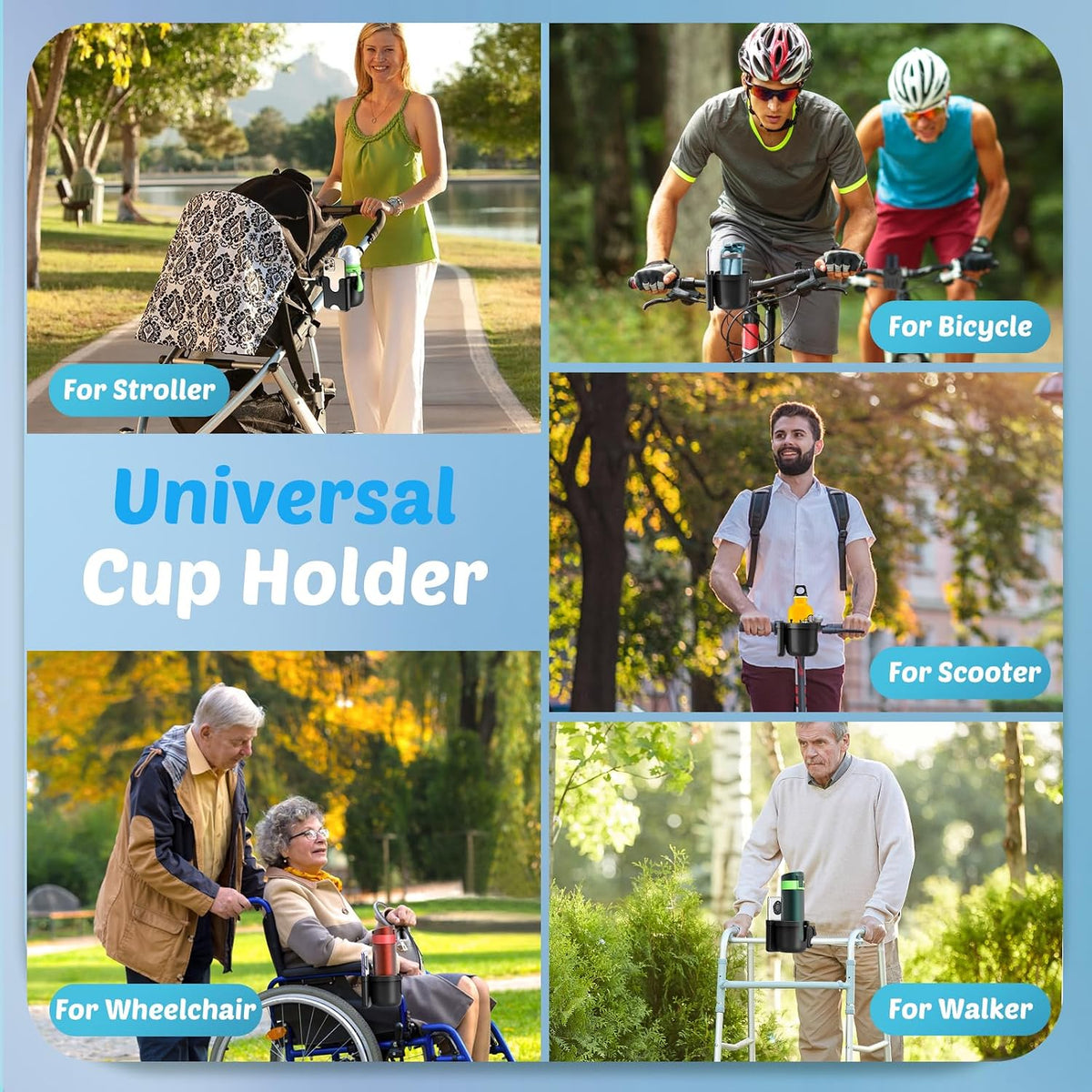 2-Pack Pram Cup Holder with Phone Holder, Universal Pram Buggy Accessories