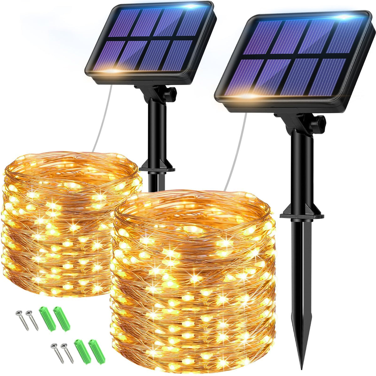 btfarm 2 Pack Solar String Lights Outdoor Garden, 15M/50FT 150 LED