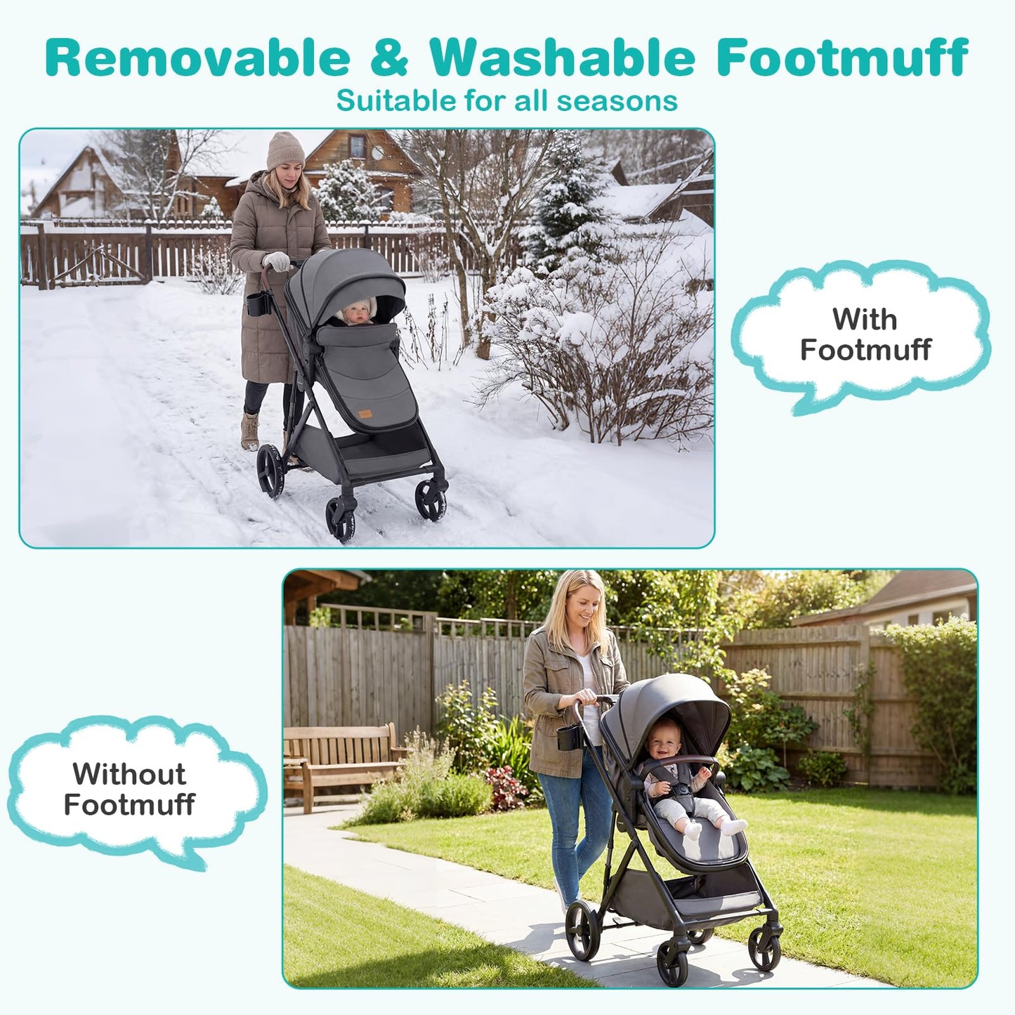 COSTWAY 3 in 1 Baby Stroller, Foldable Travel System Pram with Reversible Seat, Adjustable Canopy & Backrest, Mesh Net, Storage Basket, Lightweight Infant Newborn Pushchair for 0-36 Months (Grey)
