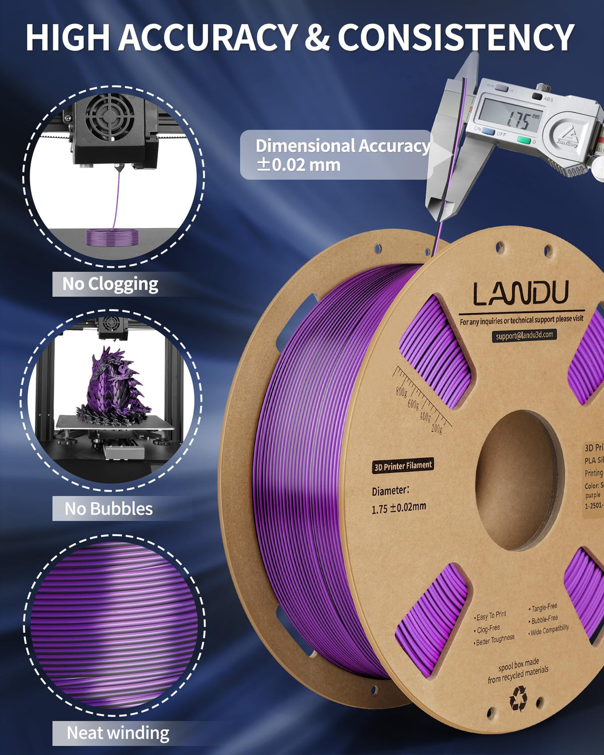 LANDU Filament Dryer 3D Printer Filament Dry Box,2 Spools Double Fast Heating Upgraded Filament Dehydrator Keeping Filaments Dry for 1.75mm/2.85mm One-Key Set for PLA PETG ABS TPU