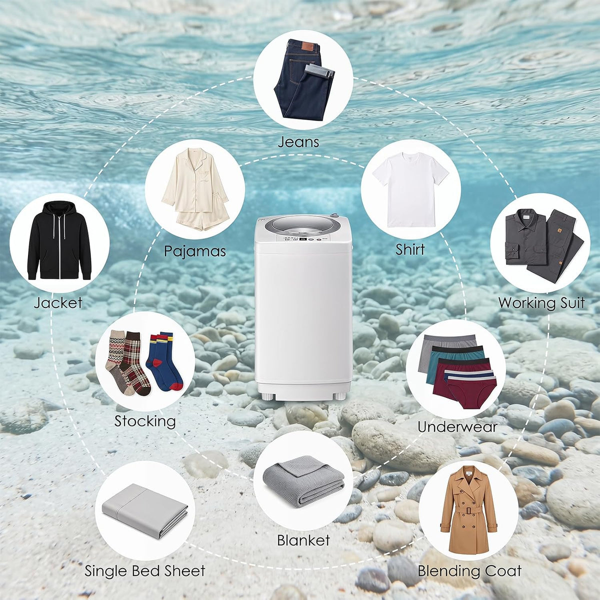 COSTWAY 2 in 1 Portable Washing Machine - 6/10 Programs, Adjustable Water Level, Fully Automatic Compact Washer Spin Dryer with Drain Pump for Apartment Dorm (4.5kg Load, 10 Program, 8 Water Level)