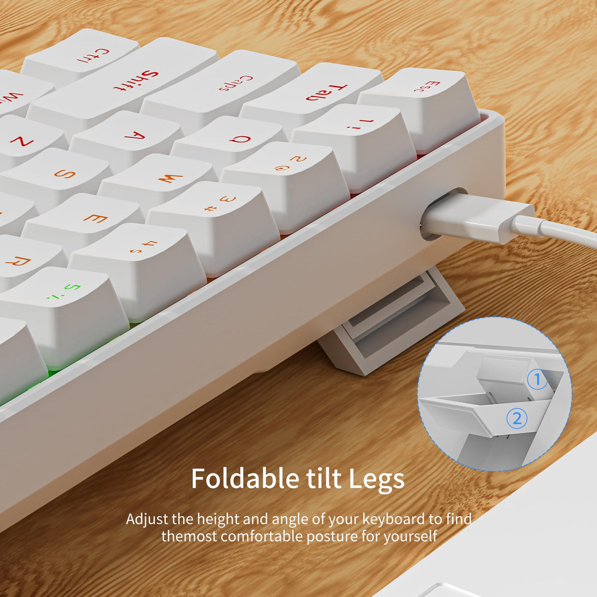 NEWMEN GM611 Gaming Keyboard,60% Percent Mechanical Keyboard Red Switches