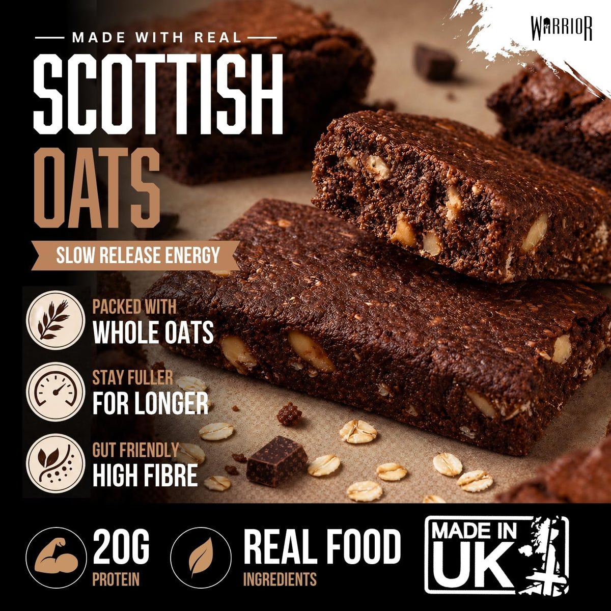 Warrior RAW Protein Bars 12 x 75g High Protein Oat Flapjack Snack