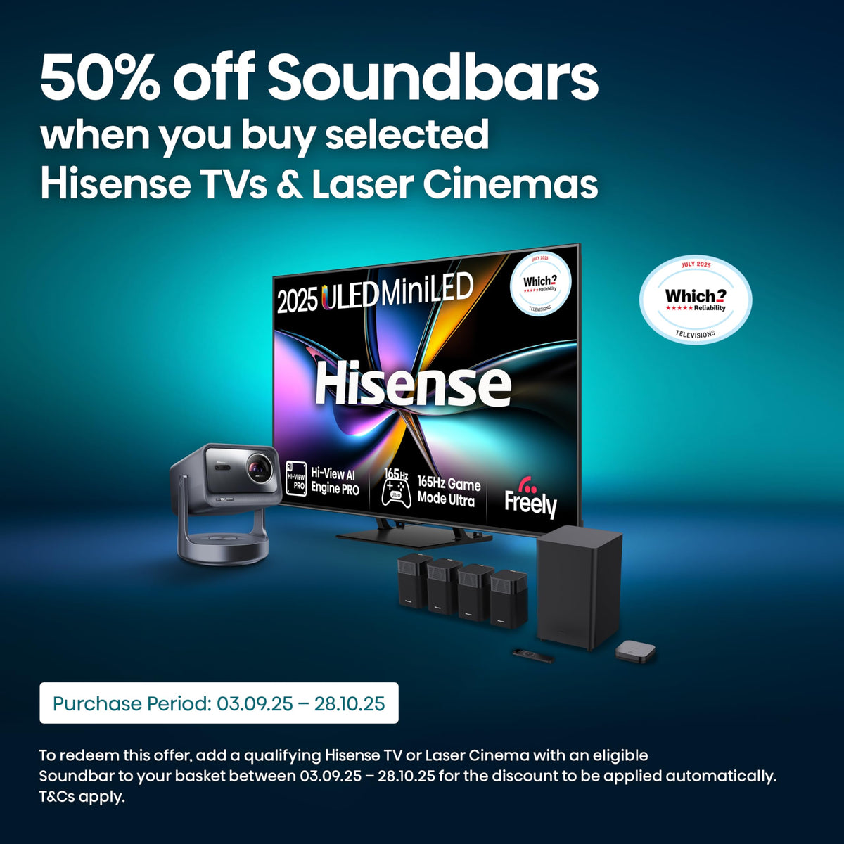 Hisense 50 Inch 50E6QTUK 4K Ultra HD Smart AI TV