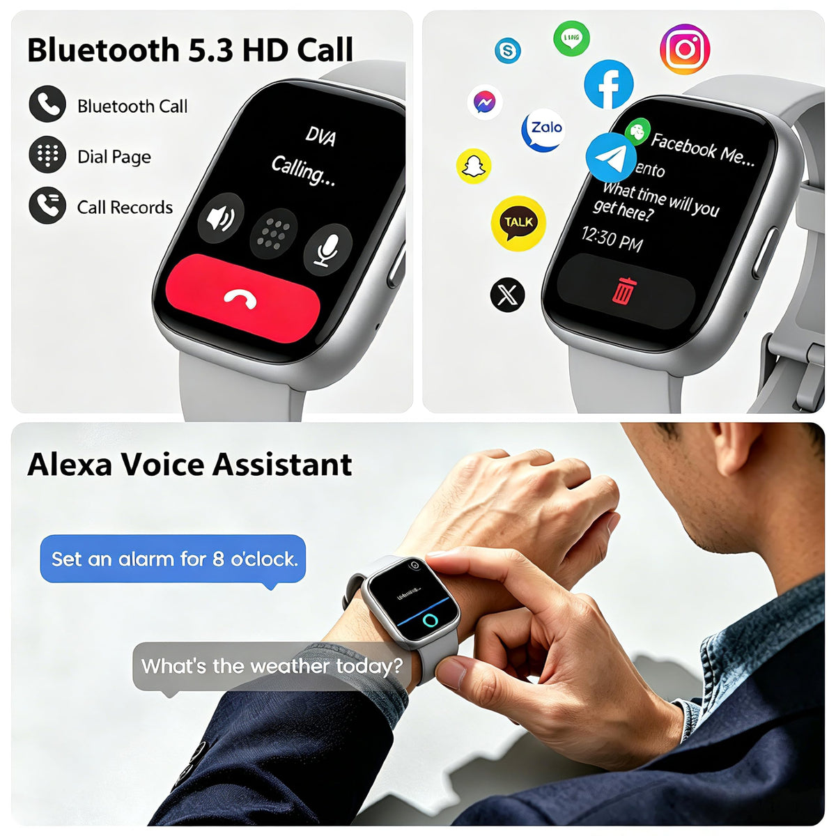 Cillso Smart Watch, Alexa Built-in, 1.83" Bluetooth Calling Fitness Watch