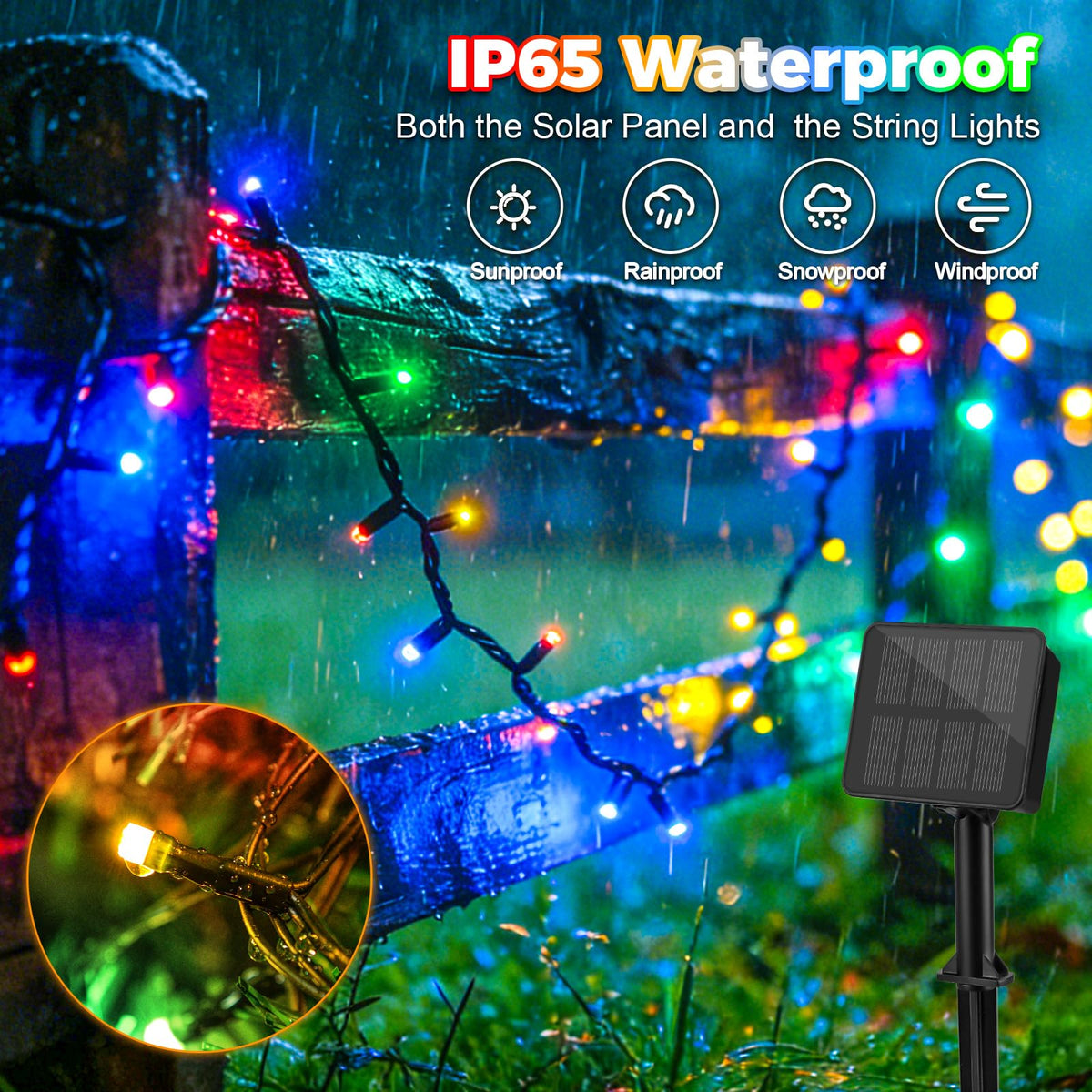 Outdoor Solar Lights Garden, 12M/40FT 120 LED Solar String Lights Waterproof, 8 Modes Solar Powered Fairy Lights for Tree Patio Yard Party Garden Terrace Decorations Warm White