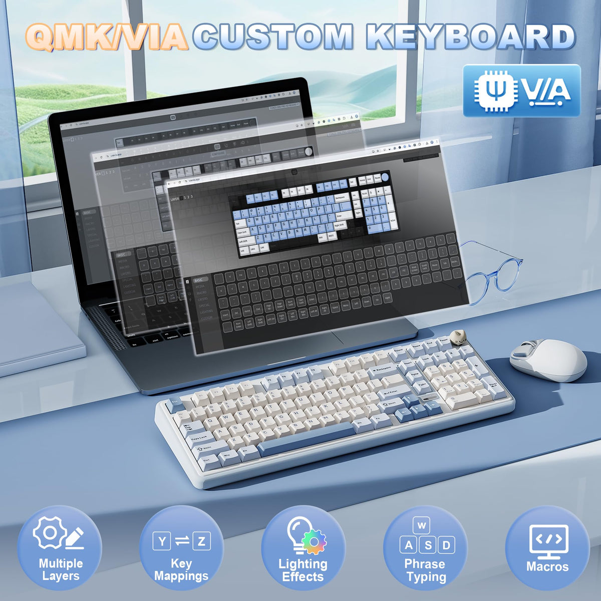 YUNZII B98 PRO 96% Wireless Mechanical Keyboard (Matcha Green, Candy Switch)