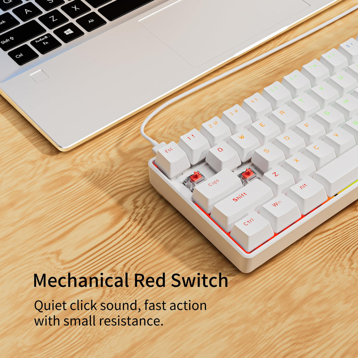 NEWMEN GM611 Gaming Keyboard,60% Percent Mechanical Keyboard Red Switches