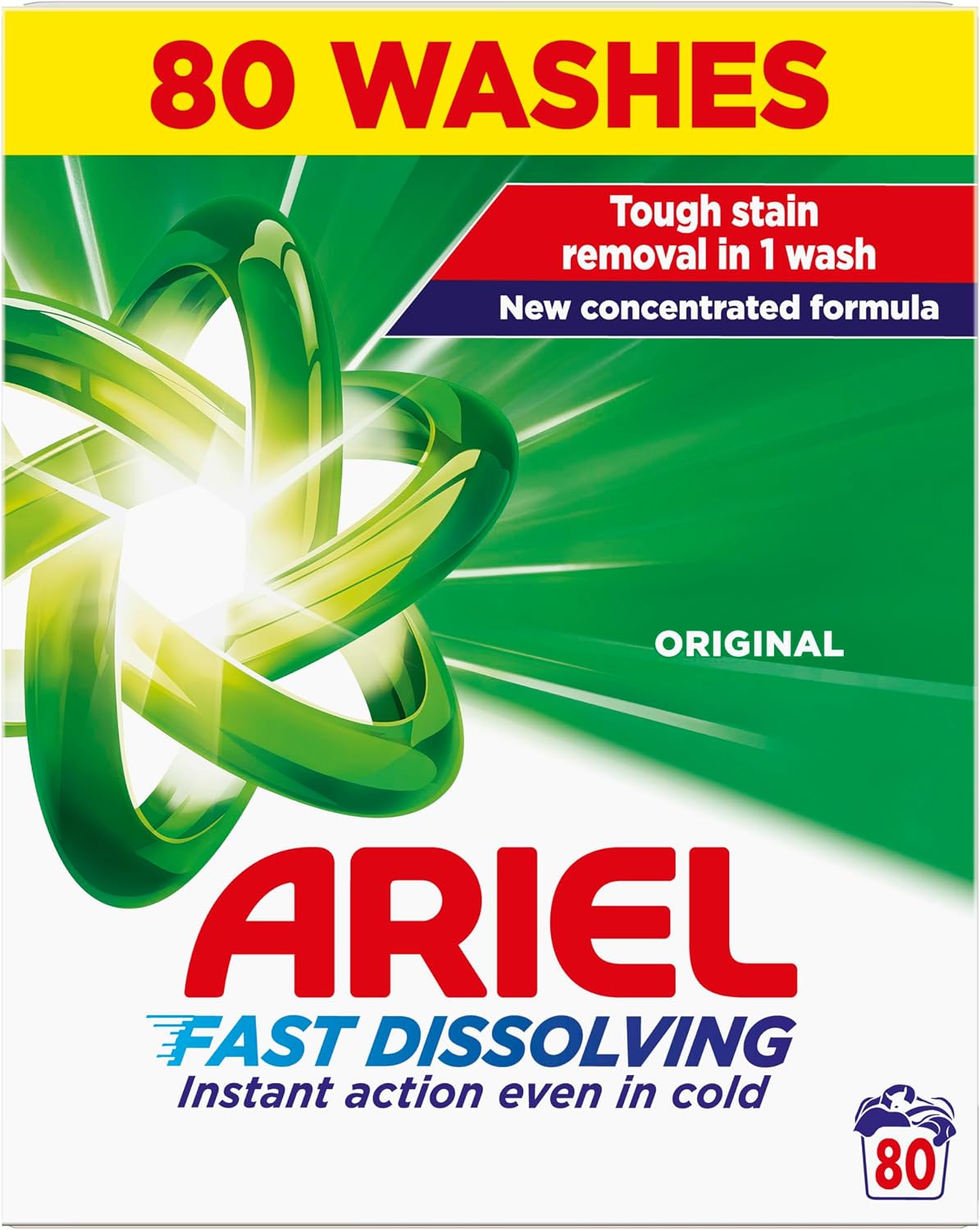 Ariel Fast Dissolving Washing Powder Laundry Detergent 4kg, 80 Washes