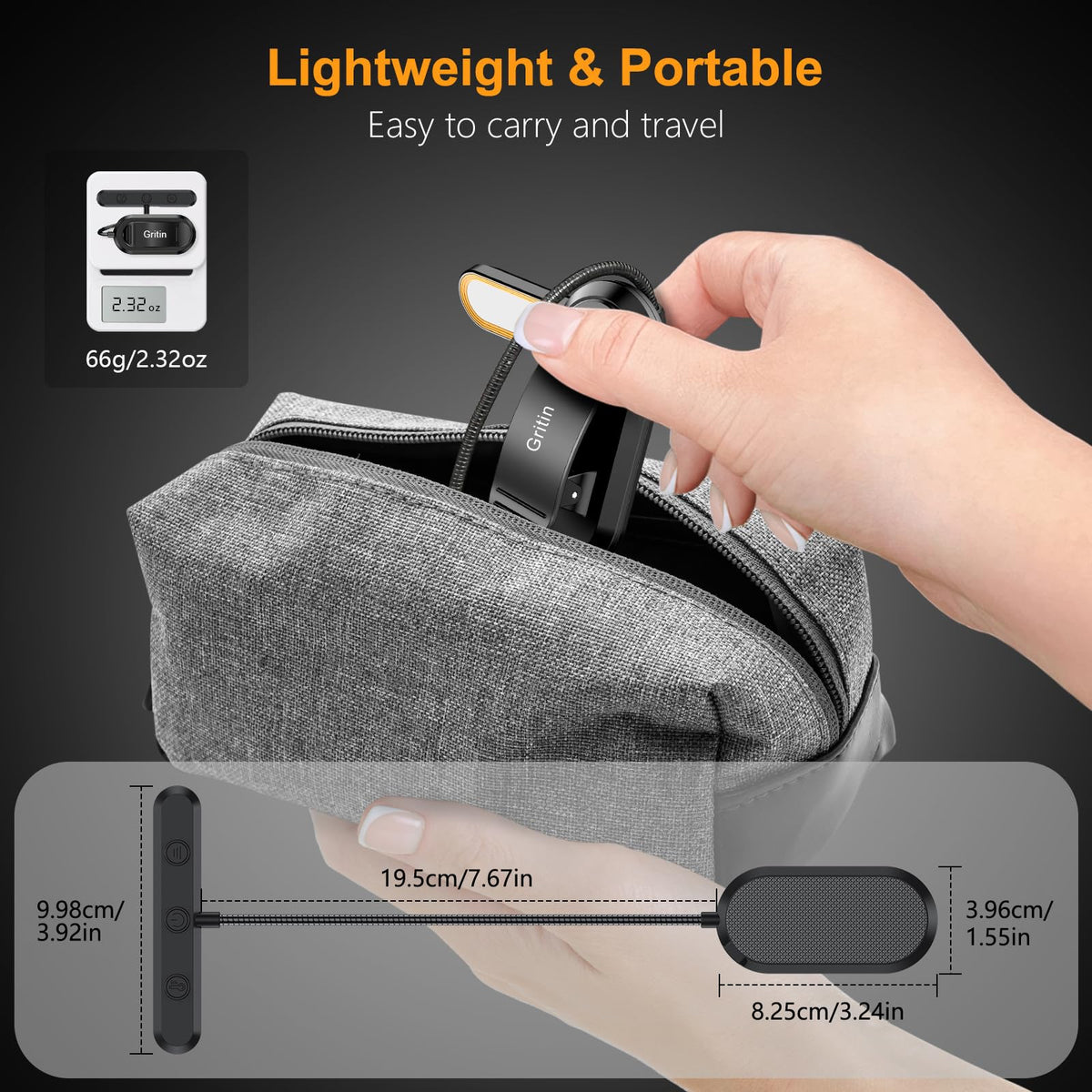 Gritin 19 LED Rechargeable Book Light for Reading in Bed - Memory Function