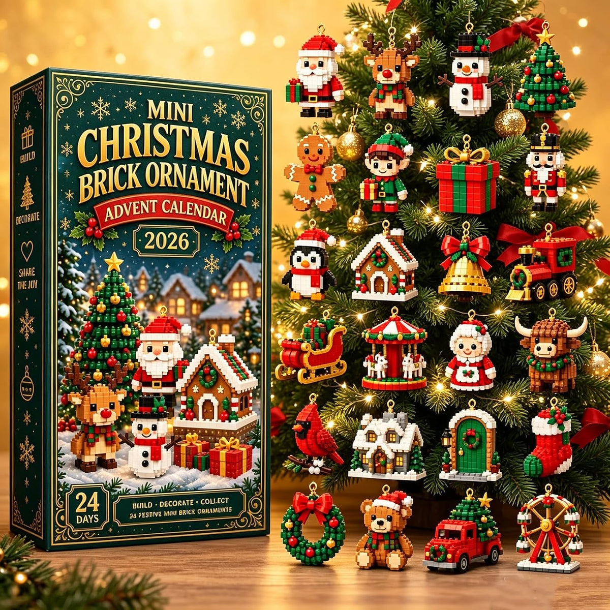 24-Day Mini Christmas Brick Ornament Advent Calendar 2026 (2D) (3D Version)