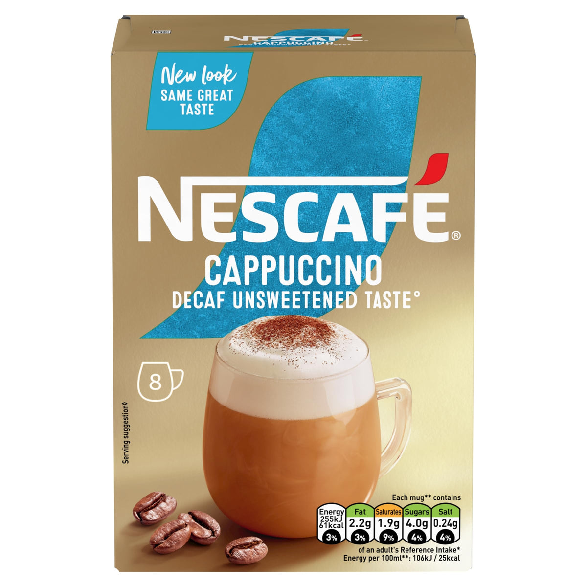 NESCAFÉ Cappuccino Decaffeinated Unsweetened Coffee Sachets x7