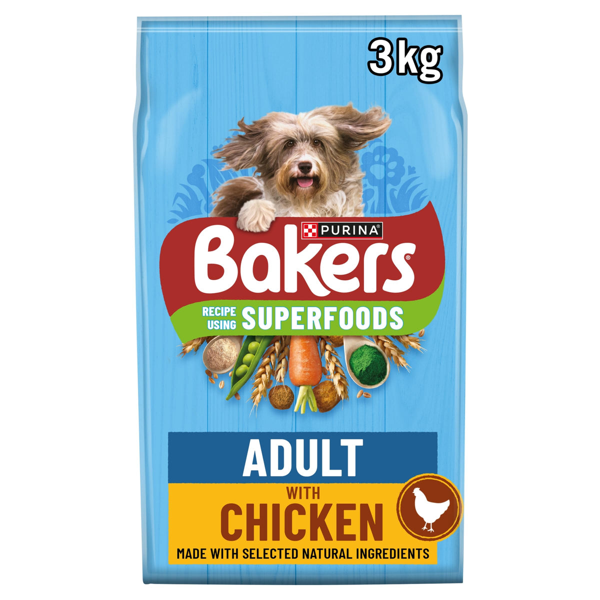 BAKERS Superfoods Small Dog Adult Dry Dog Food Chicken 1.1kg (Pack of 5)