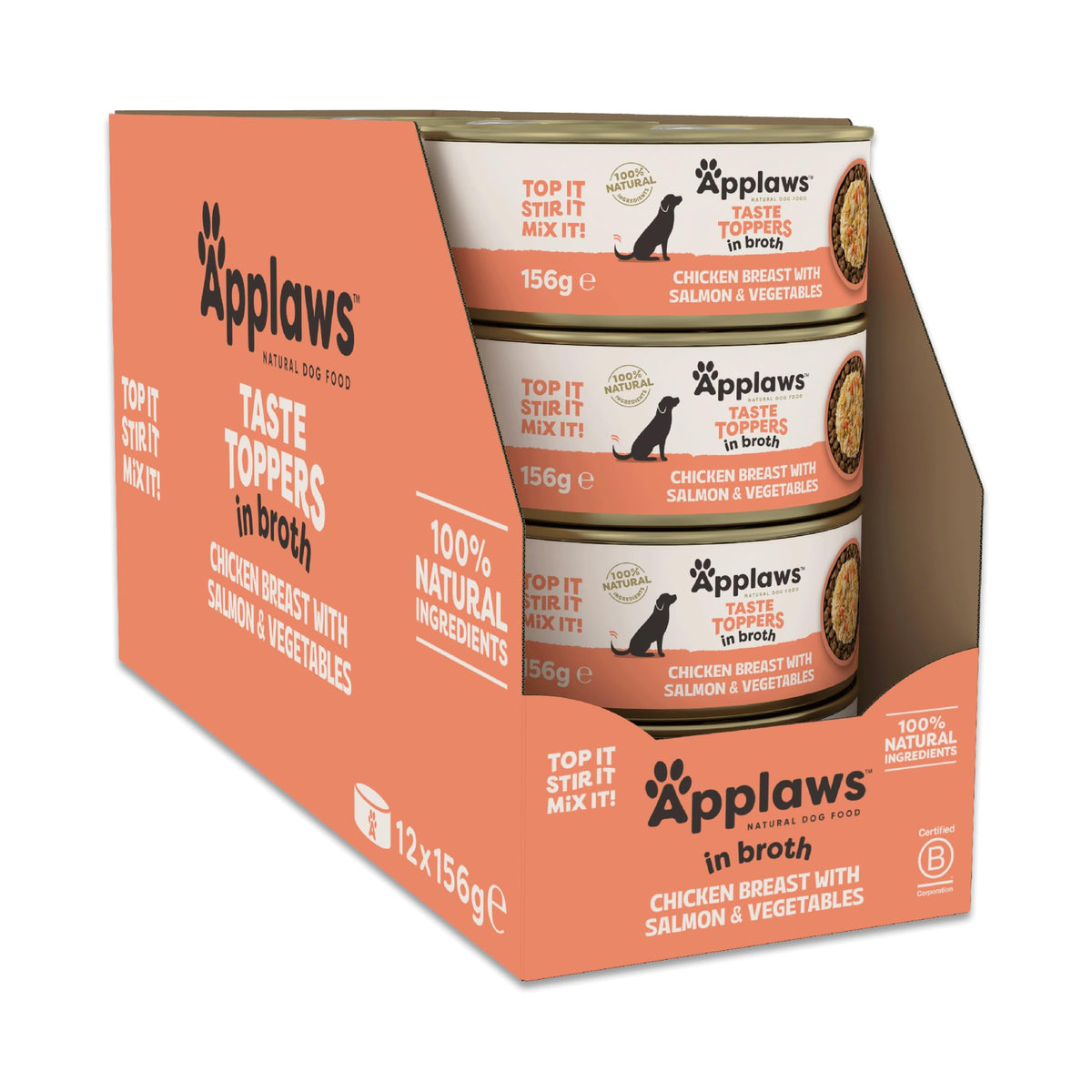 Applaws Natural Wet Dog Food Topper, Chicken Selection in Broth, 8x156g Tin