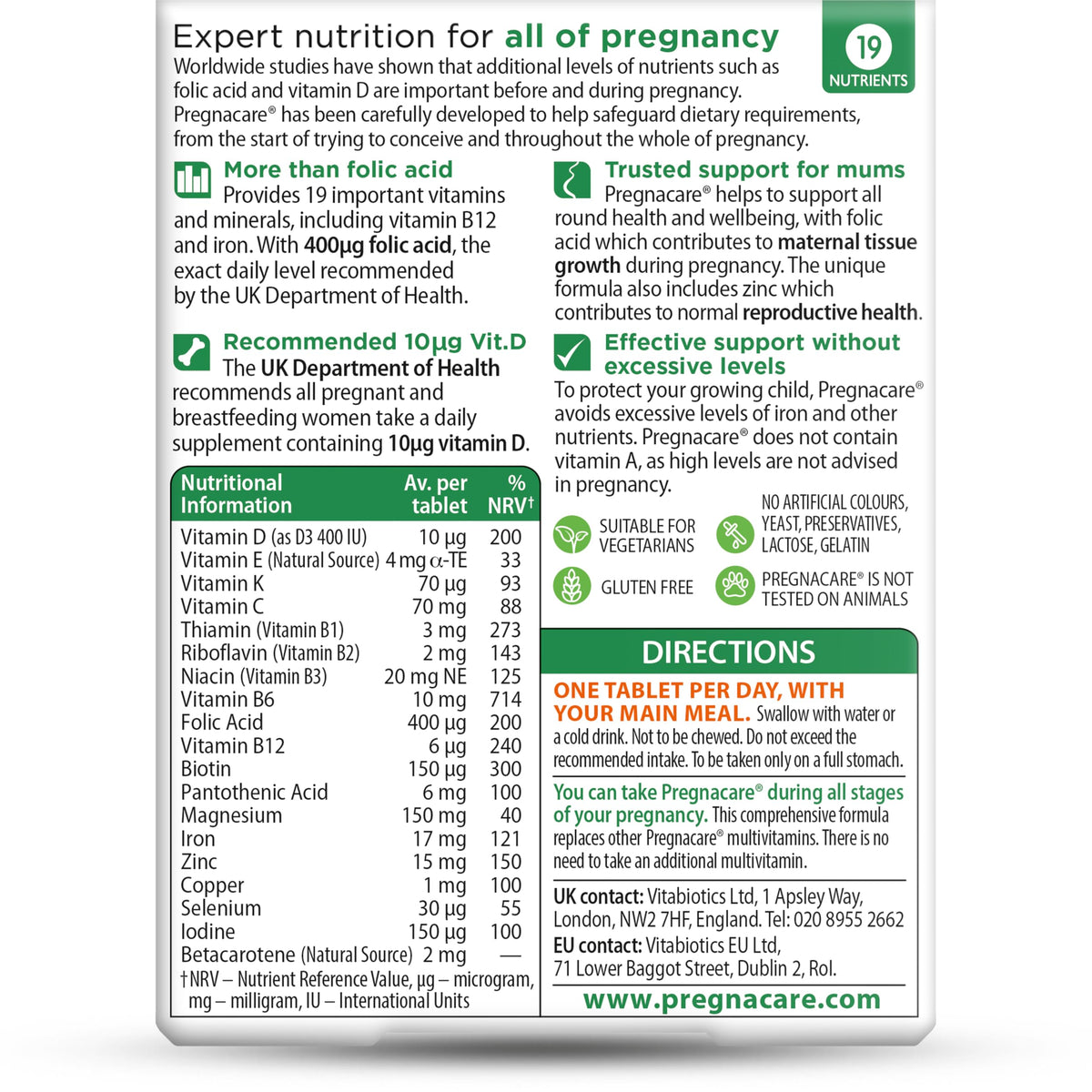 Pregnacare MAX Pregnancy Vitamins - UK's No.1 Pregnancy Brand. Greater Prenatal Care for Women, Supplement with Added Omega-3 DHA for Normal Brain and Eye Development