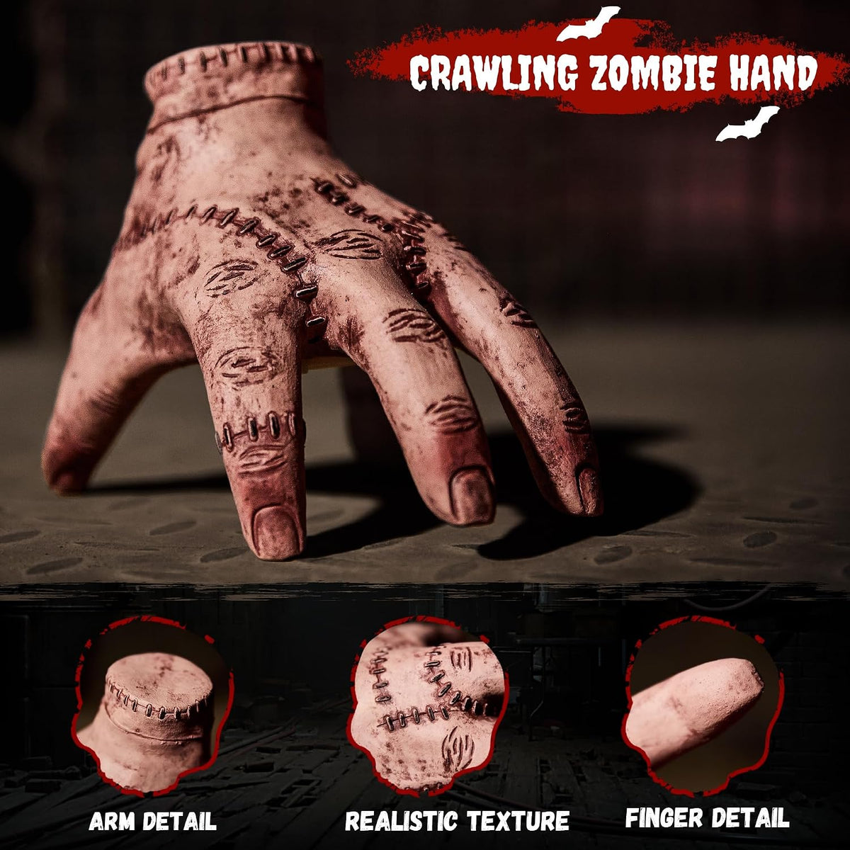 Halloween Animatronic Crawling Hand – Spooky Moving Decoration with Scary Sound Effects, Sound & Touch Activated for Indoor Outdoor Haunted Displays