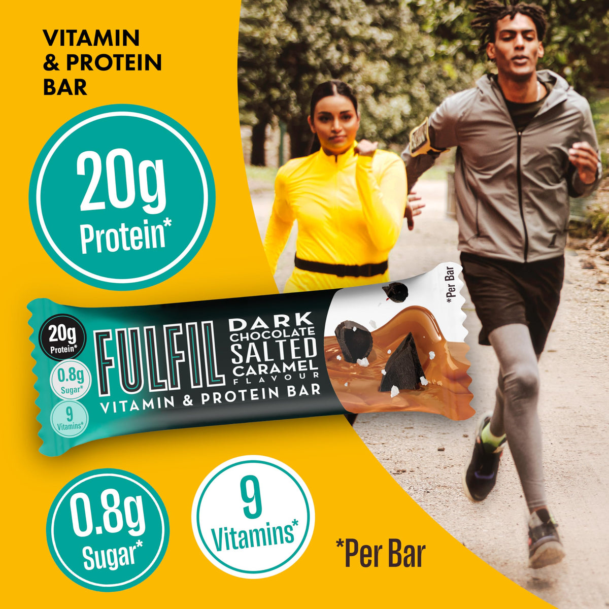 FULFIL Vitamin and Protein Bars, Chocolate Salted Caramel Flavour, 15 x 55g