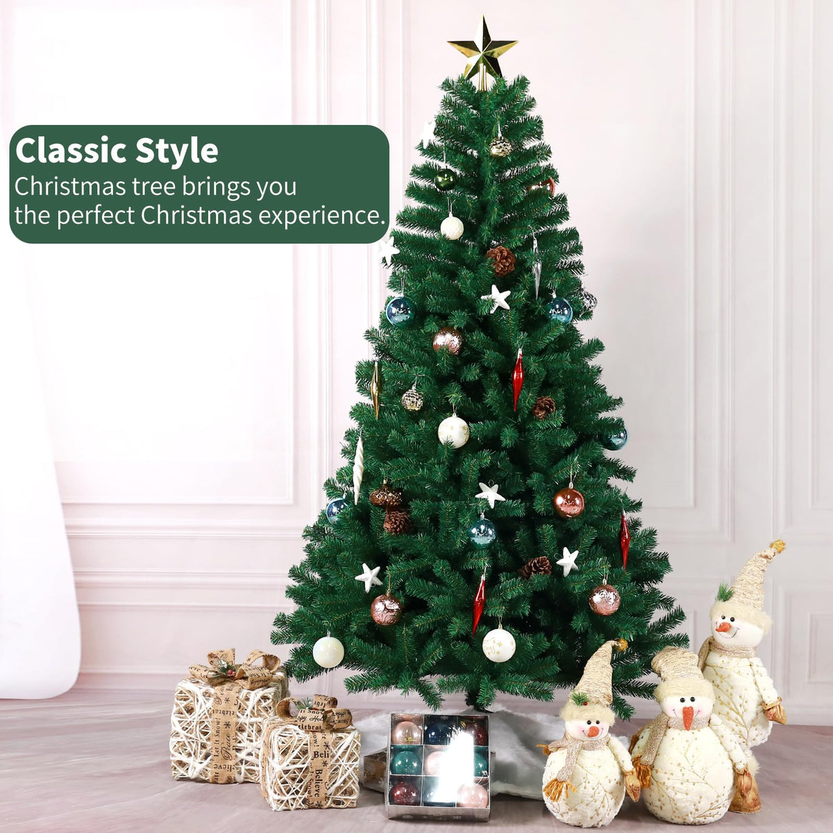 7ft Premium Christmas Tree 1432 Branch Tips Green Xmas Trees Bushy Artificial Christmas Tree Pine Tree with Metal Stand Easy to Assemble Realistic Spruce Branches Christmas Tree for Indoor and Outdoor