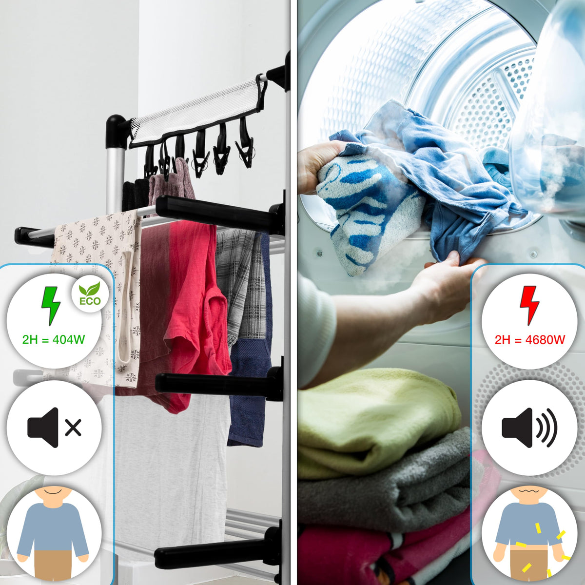 Duronic CA30 BK Electric Heated Clothes Airer, 300W 3 Tier, Foldable, Black