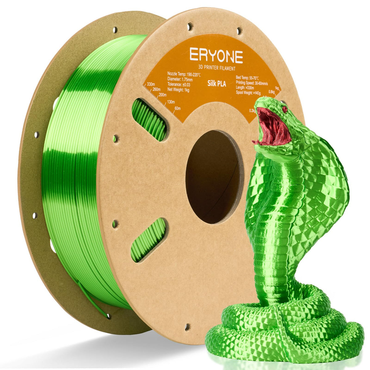 ERYONE Silk PLA Filament 1.75mm,3D Printer Filament PLA,Shiny Glossy PLA Filament,+/-0.03mm,1kg(2.2lbs)/Spool,Silk Liquid Gold