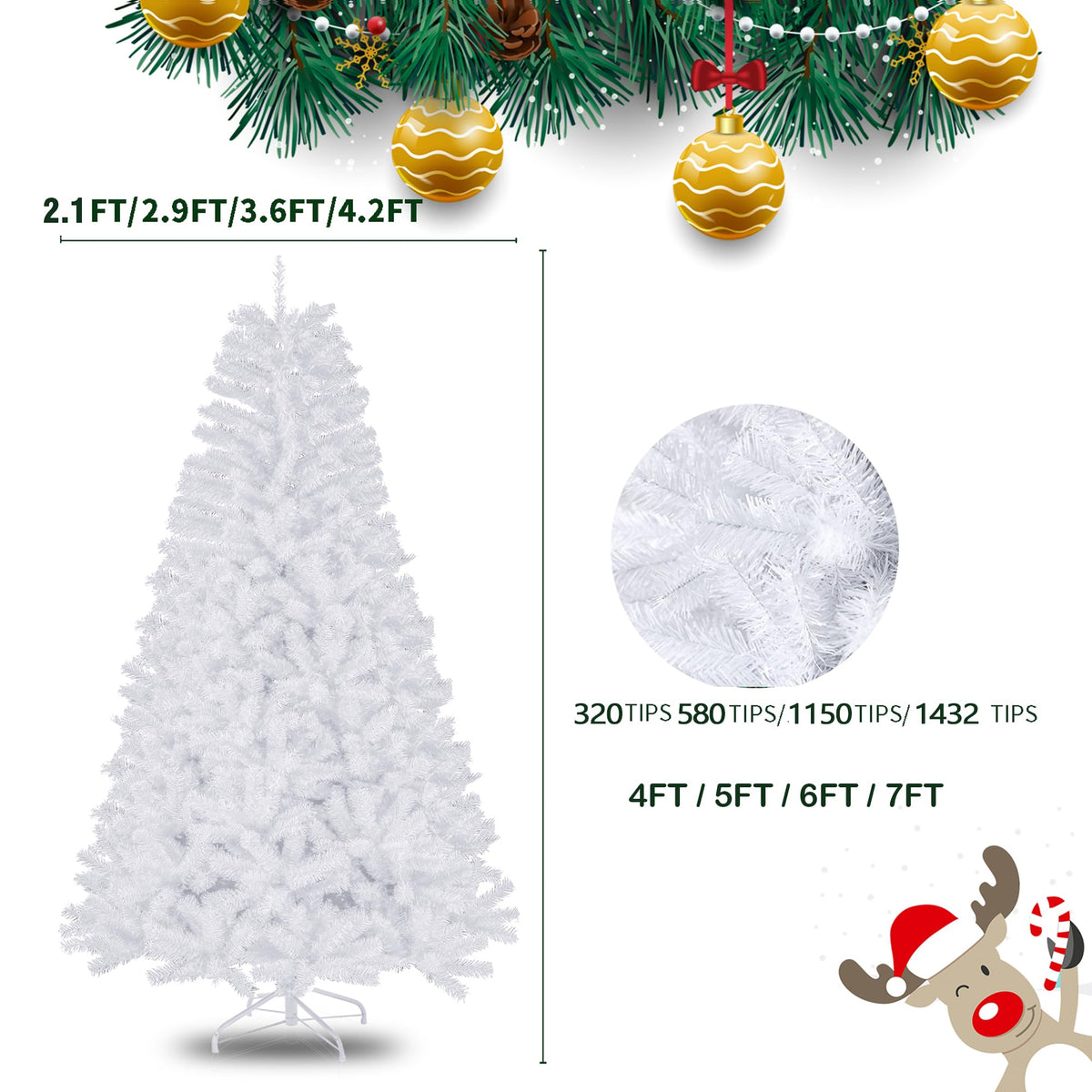 7ft Premium Christmas Tree 1432 Branch Tips Green Xmas Trees Bushy Artificial Christmas Tree Pine Tree with Metal Stand Easy to Assemble Realistic Spruce Branches Christmas Tree for Indoor and Outdoor