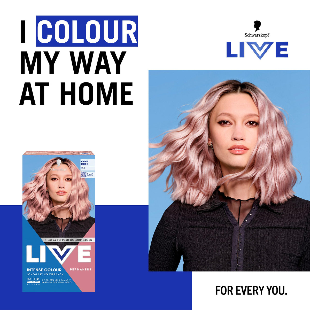 Schwarzkopf LIVE Intense Colour Hair Dye, 099 Deep Black