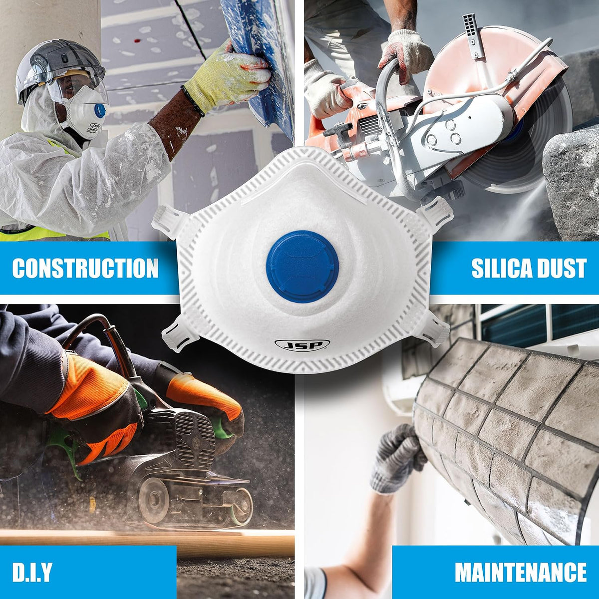 JSP M632 FFP3 Valved Dust Face Mask for Construction, DIY & Trade 10 Pack