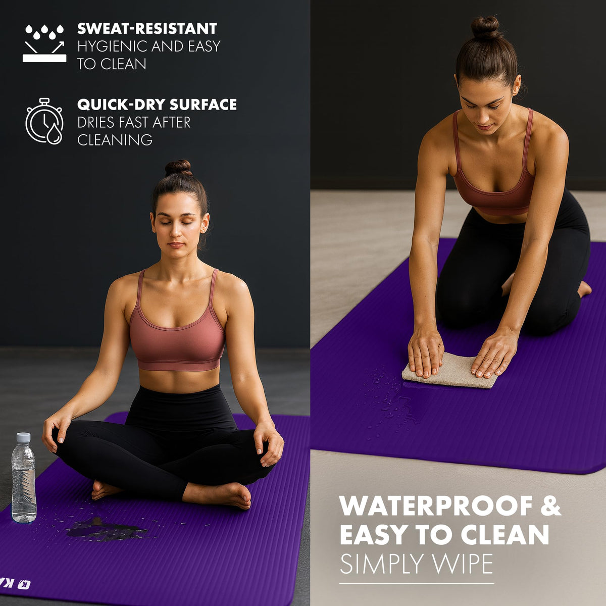 KAYMAN Yoga Mat - Non-Slip Extra Thick 8mm NBR Foam, Exercise Mat, 180x60cm