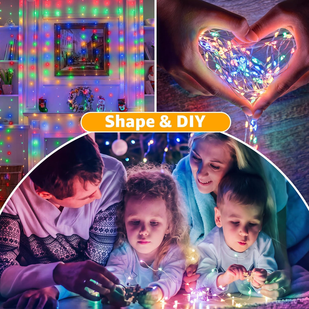 Ollny Curtain Fairy Lights, 200 LEDs 2mx2m Window String Lights Multicolour