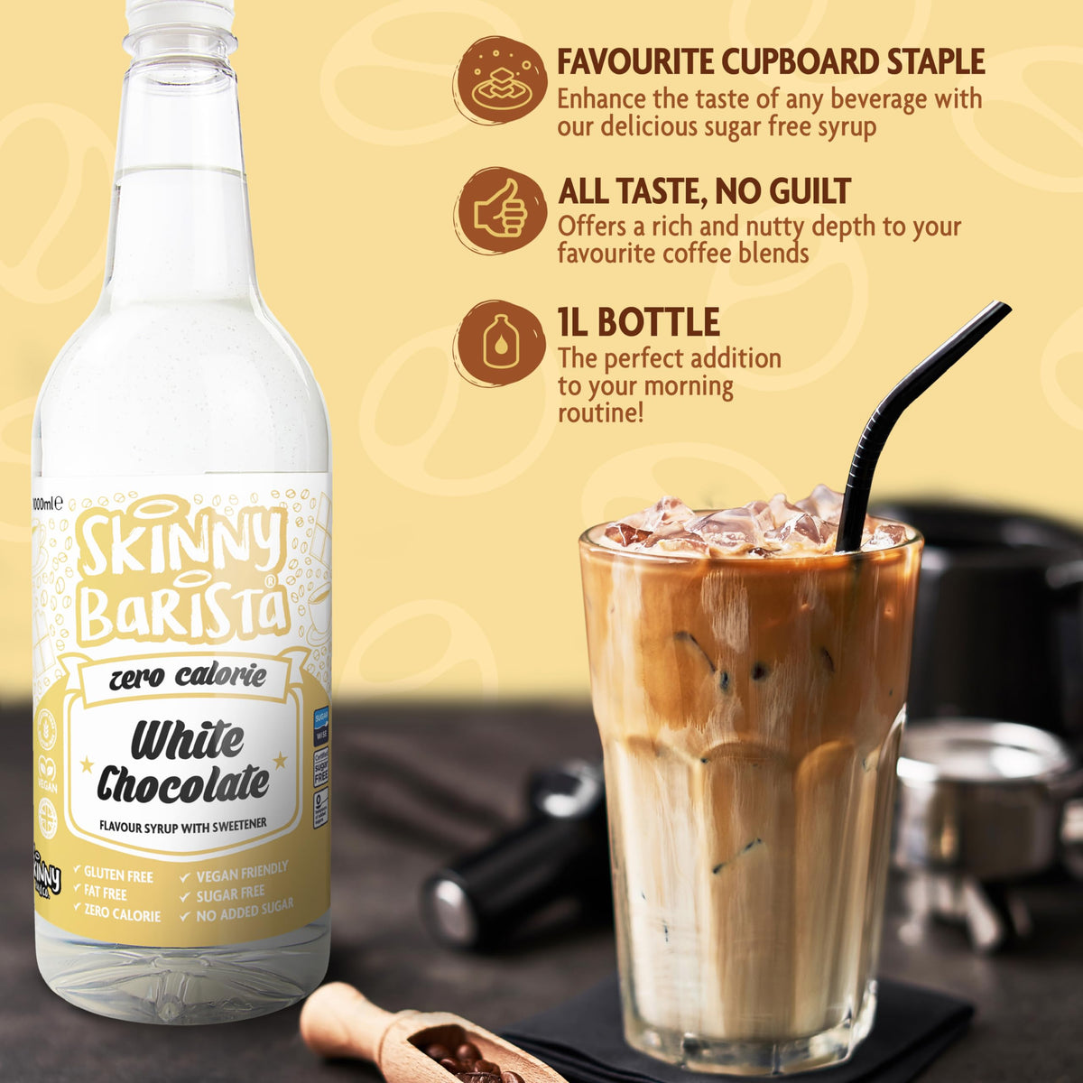 Skinny Food Co Butterscotch Syrup Zero Calorie 1L - Sugar Free Coffee Syrup