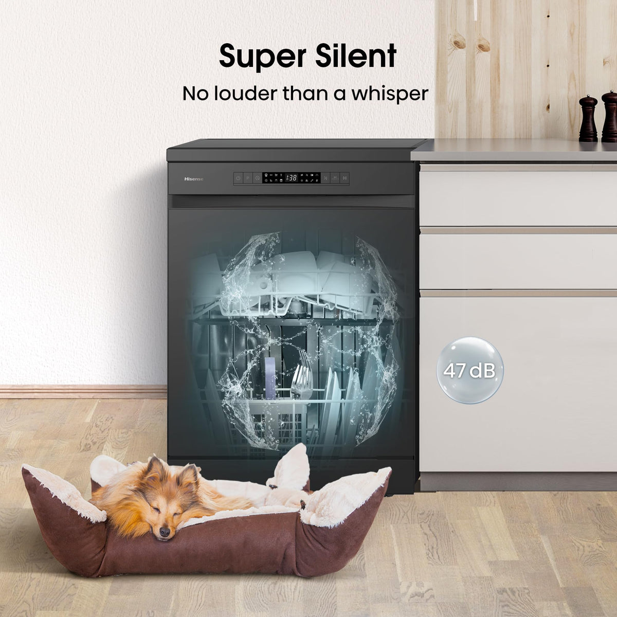 Hisense HS523E15WUK Slimline 10 Places Free Standing Dishwasher White with 30 Minutes Quick Wash [Energy Class E]