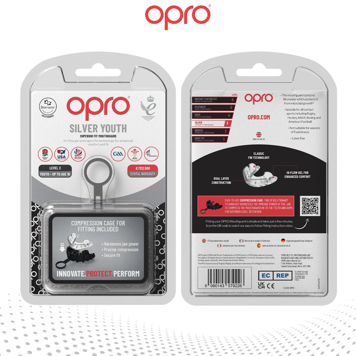 OPRO Silver Level Mouthguard Essential Fit – Gum Shield Adult and Kids – OPRO Mouth Guard Boxing and MMA, Easy Self-Fit Gum Shield Rugby and Hockey – Superior Protection with Dental Warranty