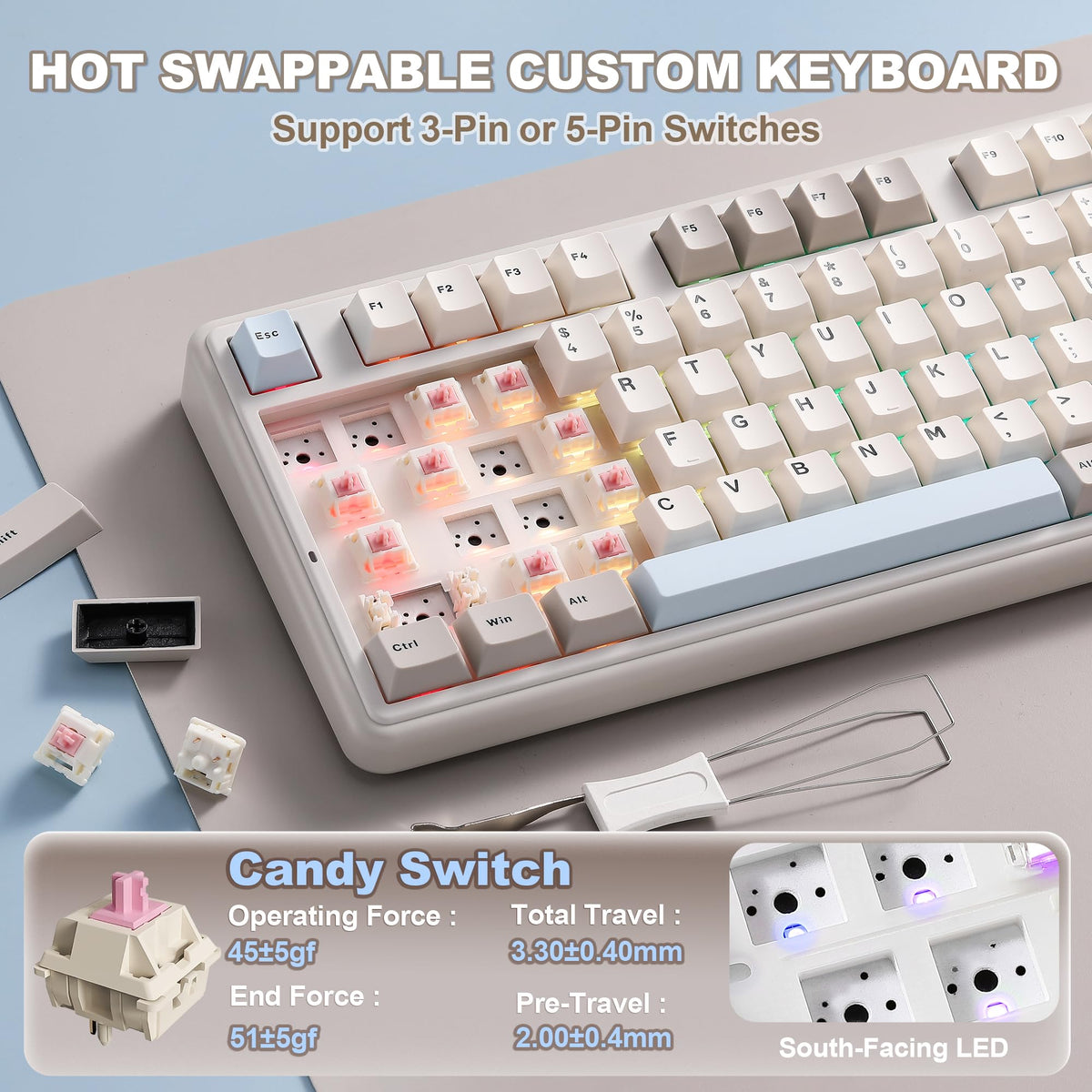YUNZII B98 PRO 96% Wireless Mechanical Keyboard (Matcha Green, Candy Switch)