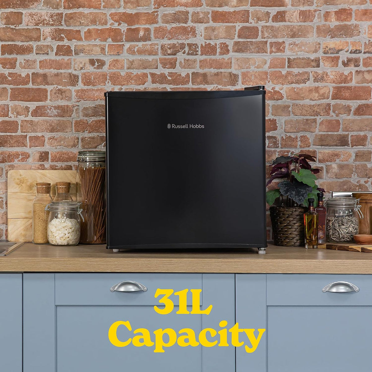 Russell Hobbs Mini Freezer 31 Litre Capacity Black Freestanding Table Top Small Freezer with Adjustable Feet, Removable Shelf & Reversible Door RHTTFZ0E1B