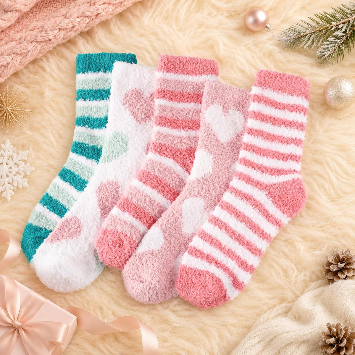 Fluffy Socks for Womens 3-8, Cosy Warm Bed Socks with Gift Box