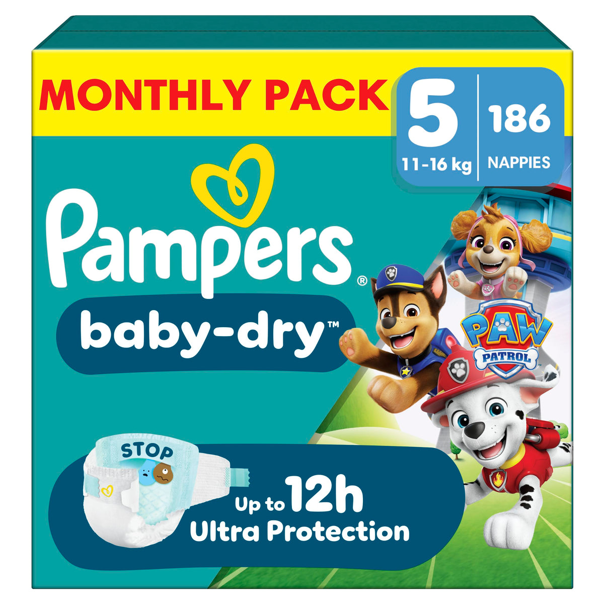 Pampers Baby-Dry Nappies, Size 6 Giant, 164 Count