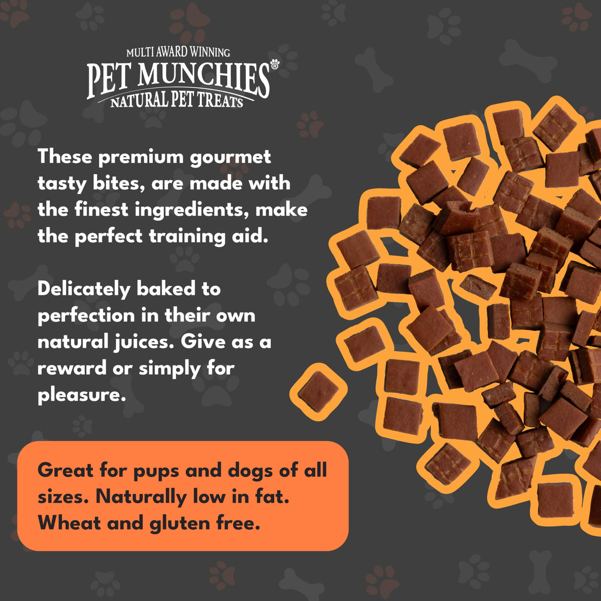 Pet Munchies Venison & Beef Liver Dog Training Treats, Grain Free Tasty Bites with Natural Real Meat, Low in Fat 50g