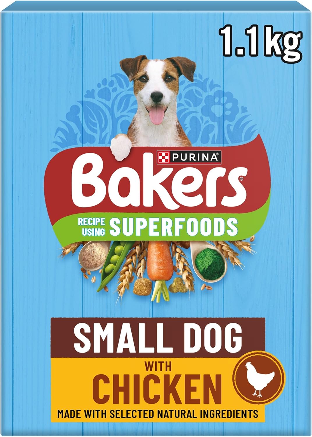 BAKERS Superfoods Small Dog Adult Dry Dog Food Chicken 1.1kg (Pack of 5)