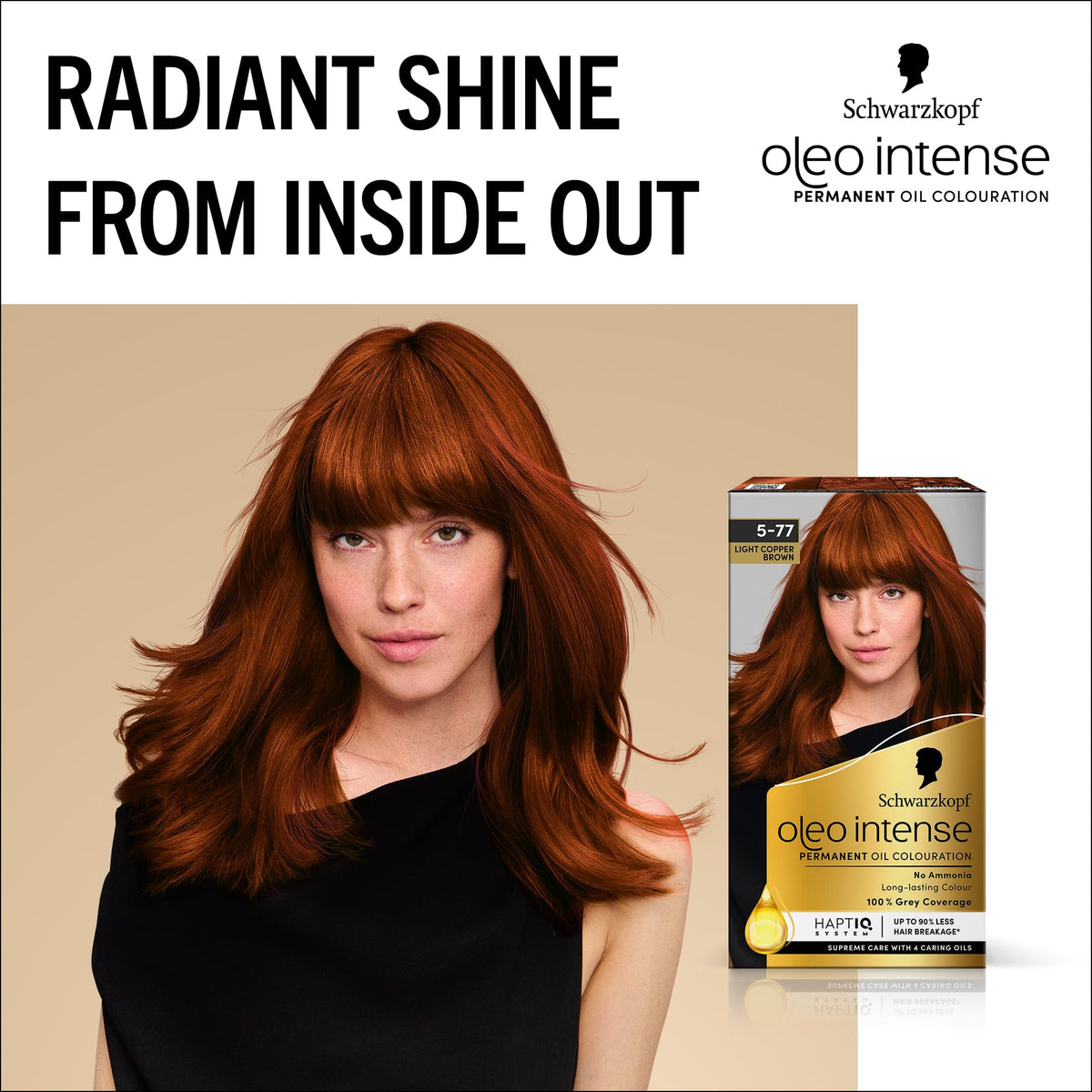 Schwarzkopf Oleo Intense Permanent Hair Colour 4-60 Gold Brown | Ammonia Free Oil Hair Dye | 100% Grey Coverage | Long-Lasting Rich Colour | With HaptIQ System & Caring Oil Mask (Pack of 2)