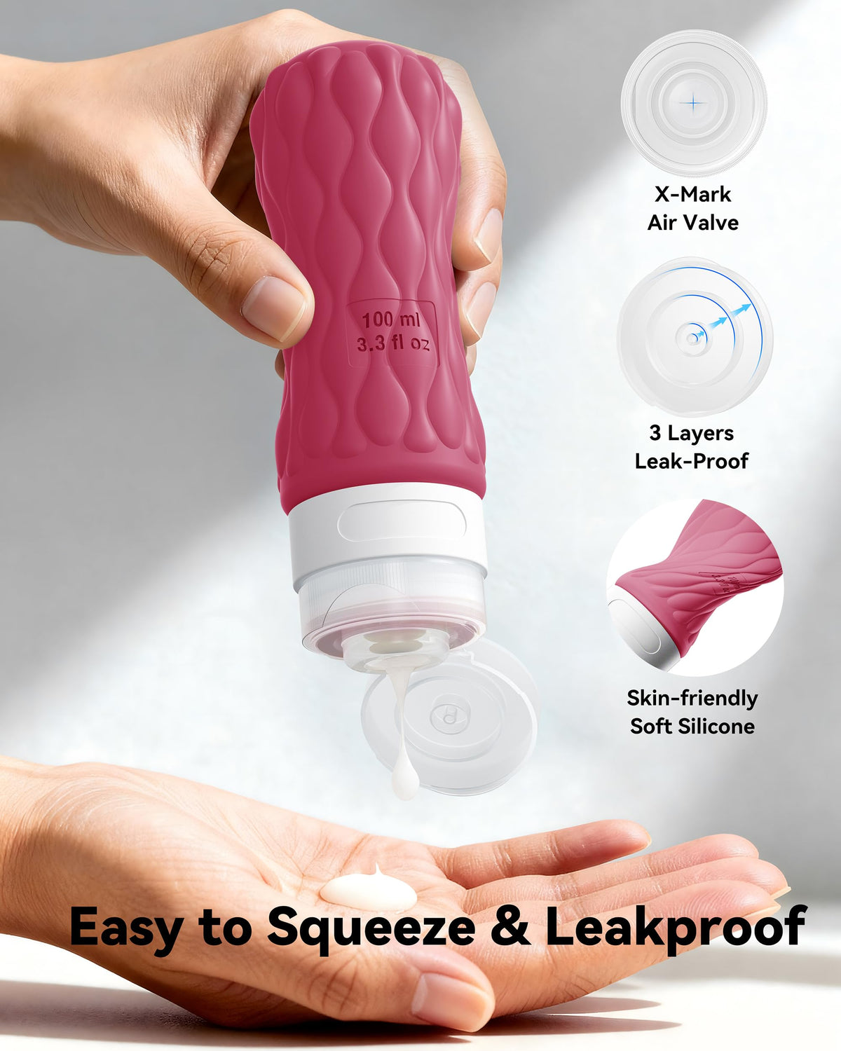 100ml Silicone Travel Bottles for Toiletries for Shampoo and Conditioner