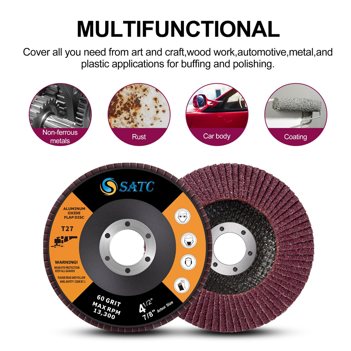 SATC Flap Discs 115mm 10 Pack Grinding Discs 120 Grit for Angle Grinder to Sanding Grinding Metal Wood