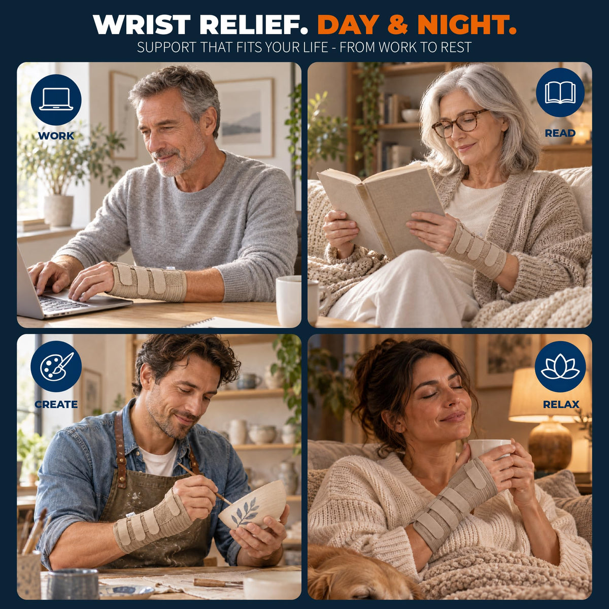 Actesso Breathable Wrist Splint - for Carpal Tunnel, Sprains and Tendonitis
