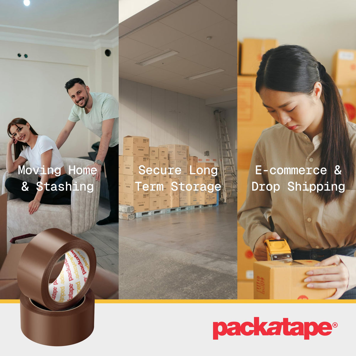 Packatape - 6 Rolls Per Pack 48MM x 66M Brown Packaging Tape for Parcels and Boxes. This 6 rolls pack of Heavy Duty Brown Packing Tape Provides a Strong, Secure and Sticky Seal for your Boxes