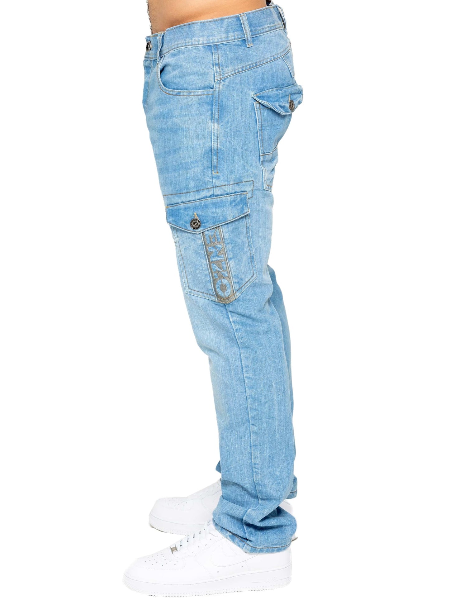 989Zé ENZO Mens Jeans Straight Leg Regular Fit Casual Cotton Denim Pants Trousers All Waist Sizes