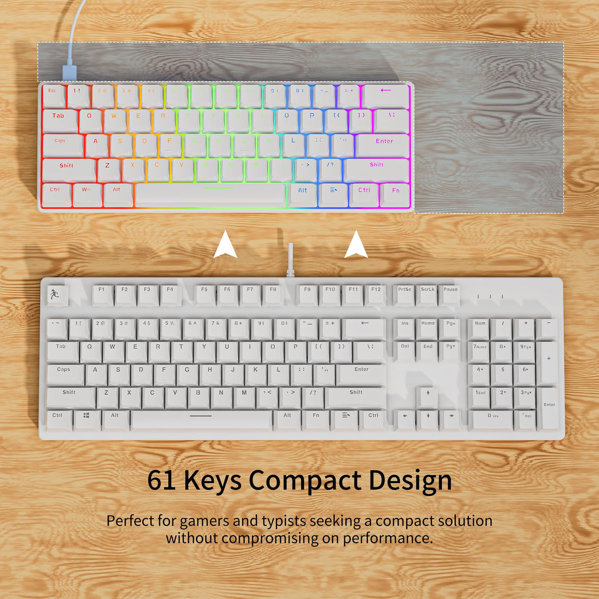 NEWMEN GM611 Gaming Keyboard,60% Percent Mechanical Keyboard Red Switches