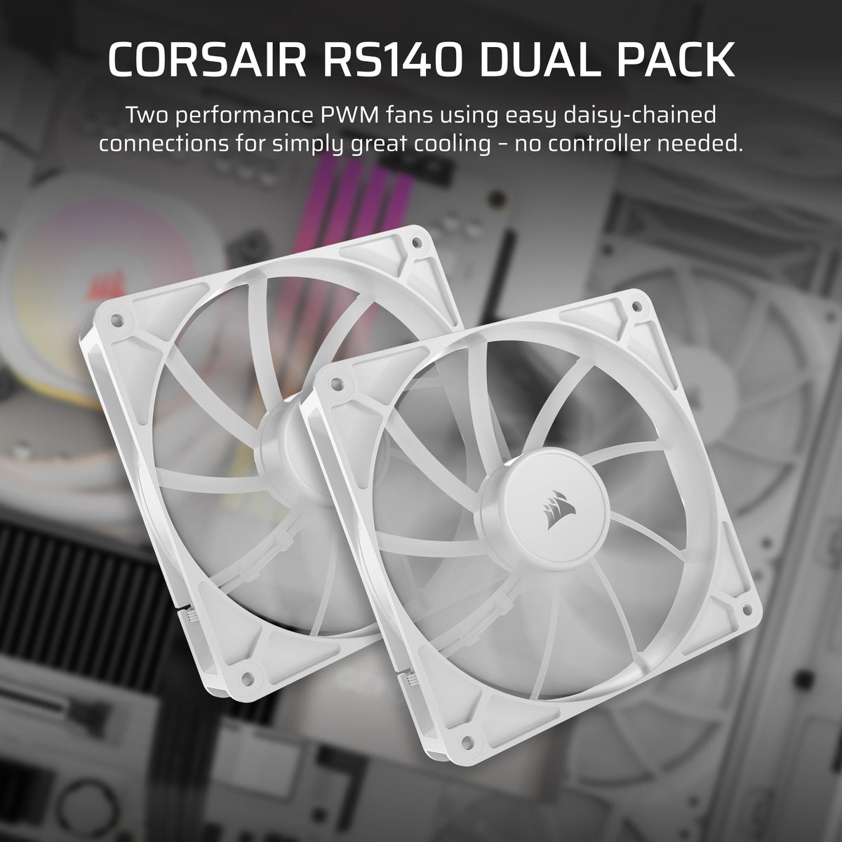 CORSAIR RS120 ARGB 120mm PWM Fans – Daisy-Chain Connection – Low-Noise – Magnetic Dome Bearing – Triple Pack – White