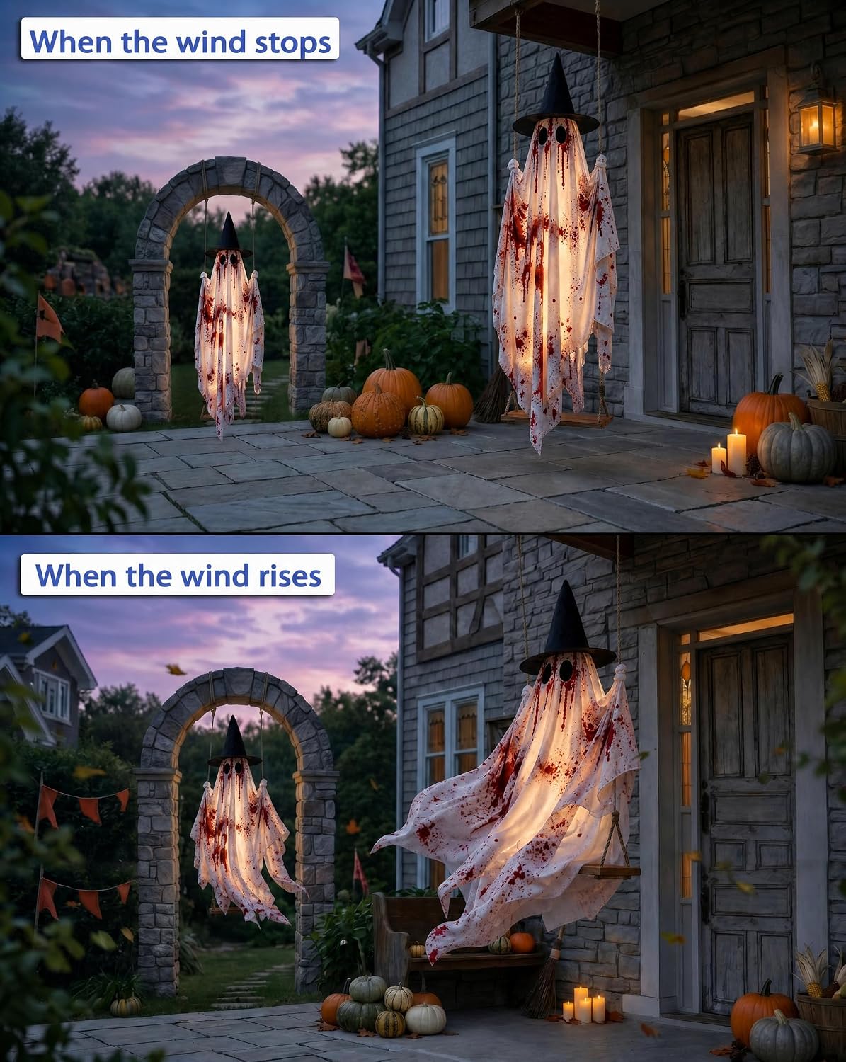 5 FT Hanging Swing Spooky Ghost Halloween Outdoor Decoration